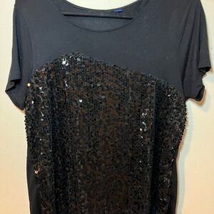 Apt. 9 Black Sequin Short Sleeve Top
